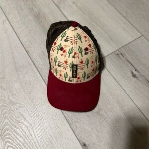 Ariat Red and Cream Floral Print Hat